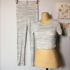 Black Bead 2 piece Crop Top and Leggings.